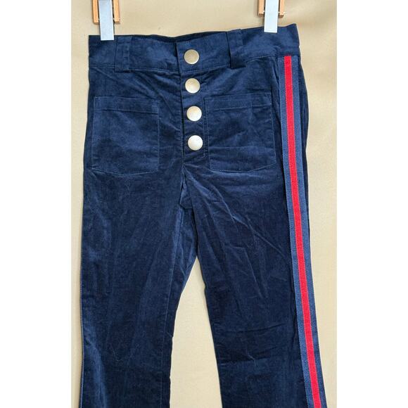 Smak Parlour Navy with Red Stripe Fine Corduroy Wide Leg Pants XS NWT - Picture 2 of 5